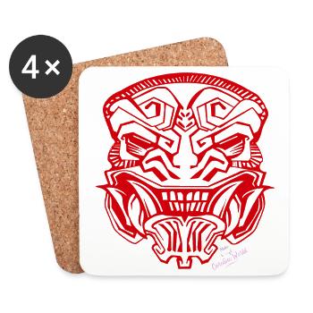 Masque rouge - Dessous de verre (lot de 4) - blanc - Devant
