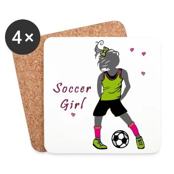 Soccer Girl, Football - Dessous de verre (lot de 4) - blanc - Devant