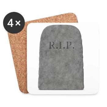 Engraving stone, gravestone with R.I.P. lettering - Coasters (set of 4) - white - Front