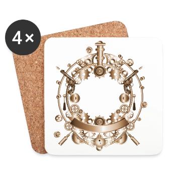 Cadre Steampunk en look de machine à vapeur - Dessous de verre (lot de 4) - blanc - Devant