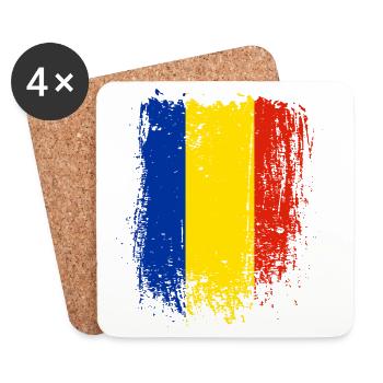Drapeau de la Roumanie - Dessous de verre (lot de 4) - blanc - Devant