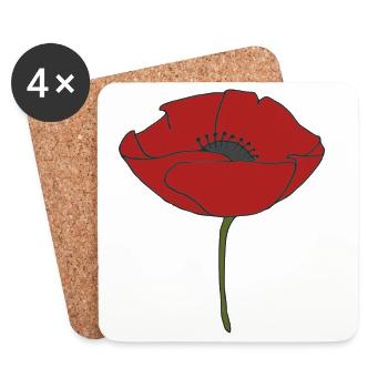 corn poppy - Coasters (set of 4) - white - Front
