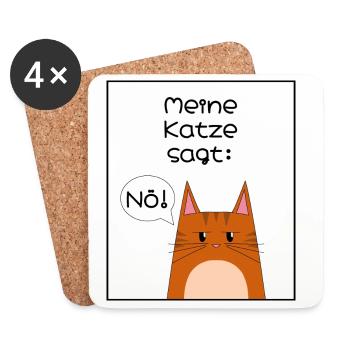 Meine Katze sagt: Nö! - Untersetzer (4er-Set) - Weiß - Vorne
