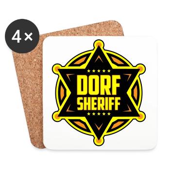 Farben änderbar | Dorf Sheriff - Untersetzer (4er-Set) - Weiß - Vorne