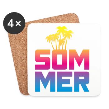 Summer Palm Trees Beach Beach Colorful Mallorca - Coasters (set of 4) - white - Front