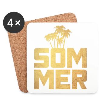 Sommer Gold Palmen Luxus Urlaub exklusiv Deko Fun - Untersetzer (4er-Set) - Weiß - Vorne