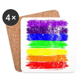 Lebendige Pride-Pinselstreifen - Untersetzer (4er-Set) - Weiß - Vorne