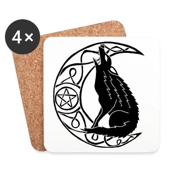 Howling of the Black Wolf - Coasters (set of 4) - white - Front