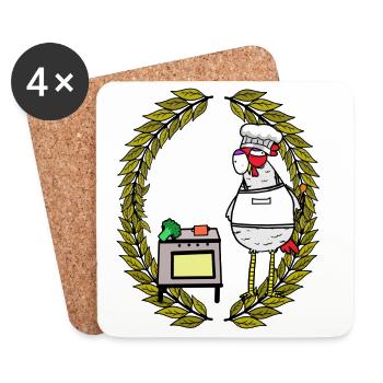 Laurel Wreath Grandma Chicken Master Cook Enjoyment Local - Coasters (set of 4) - white - Front