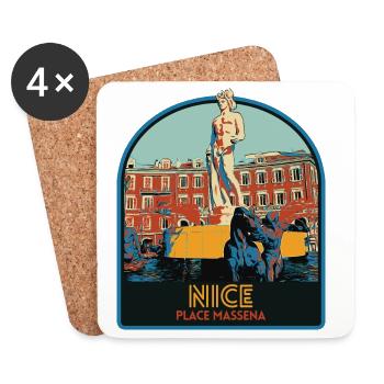 Illustration Place Massena in Nice Côte d'Azur - Coasters (set of 4) - white - Front