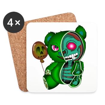 Skull Teddy Bear Skeleton Bear Halloween Shirt - Coasters (set of 4) - white - Front
