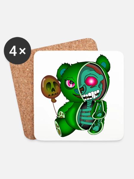 Skull Teddy Bear Skelett Bär Halloweenshirt - Untersetzer (4er-Set) - Weiß