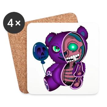 Skull Teddy Bear Skelett Bär Halloweenshirt - Untersetzer (4er-Set) - Weiß - Vorne