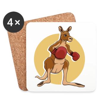 Kangourou boxeur - Dessous de verre (lot de 4) - blanc - Devant