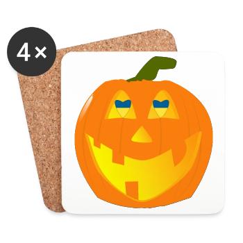 Ukrainer Halloween Ukraine-Kürbis Geschenk - Untersetzer (4er-Set) - Weiß - Vorne