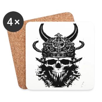 Crâne viking Valhalla Viking - Dessous de verre (lot de 4) - blanc - Devant