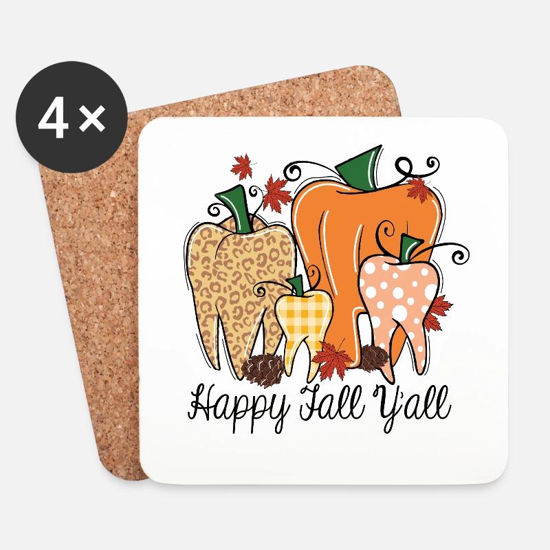 Happy Fall y'all - Untersetzer (4er-Set) - Weiß