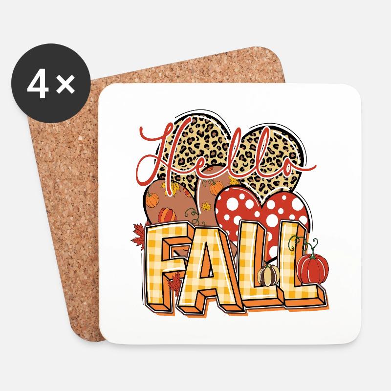 Hallo Herbst, Happy Fall y'all - Untersetzer (4er-Set) - Weiß