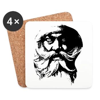 Vintage Santa Claus - Santa Claus Face - Coasters (set of 4) - white - Front