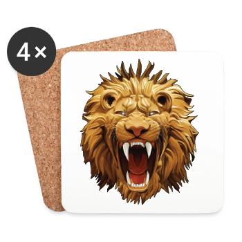 Rugissements de lion - Dessous de verre (lot de 4) - blanc - Devant