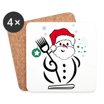 Snowman, Santa Claus - Coasters (set of 4) - white - Front
