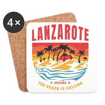Design de plage de Lanzarote Espana - Dessous de verre (lot de 4) - blanc - Devant