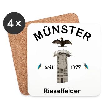 Rieselfelder Münster, Vogelschutzgebiet - Untersetzer (4er-Set) - Weiß - Vorne