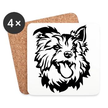 Australian Terrier Kopf - Untersetzer (4er-Set) - Weiß - Vorne