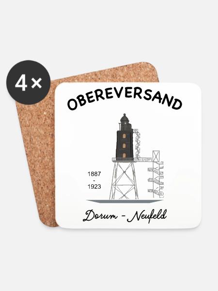 Leuchtturm Obereversand, Dorum- Neufeld, Nordsee - Untersetzer (4er-Set) - Weiß