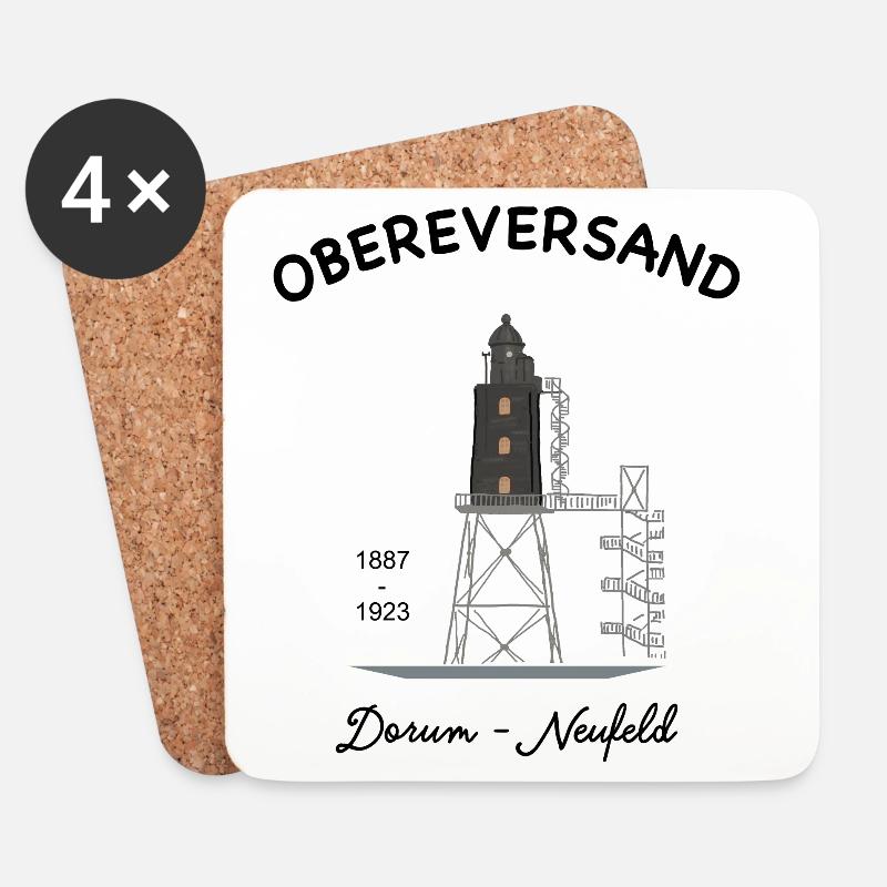 Leuchtturm Obereversand, Dorum- Neufeld, Nordsee - Untersetzer (4er-Set) - Weiß