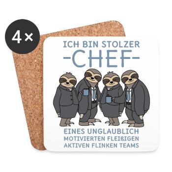 Stolzer Chef unglaublich fleißiges Team Faultiere - Untersetzer (4er-Set) - Weiß - Vorne