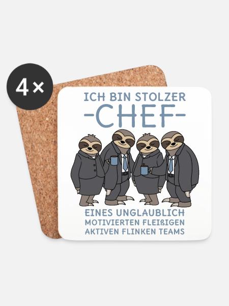 Stolzer Chef unglaublich fleißiges Team Faultiere - Untersetzer (4er-Set) - Weiß