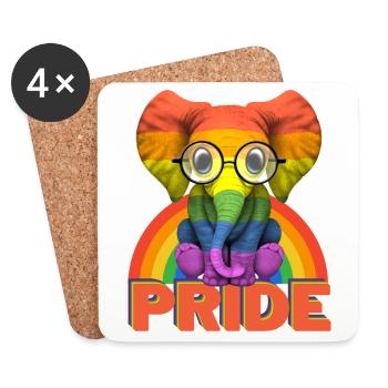 Regenbogen Elefant Gay Queers LGBT Gay Pride - Untersetzer (4er-Set) - Weiß - Vorne