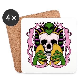 Alien Anubis Skull Ägypten Tshirt - Untersetzer (4er-Set) - Weiß - Vorne