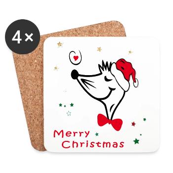 Christmas, merry christmas - Coasters (set of 4) - white - Front