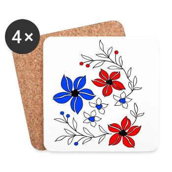 Flower tendrils, ornament - Coasters (set of 4) - white - Front