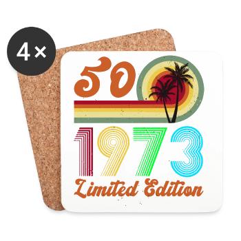 1973 Anniversaire Retro Vintage Né en 1973 - Dessous de verre (lot de 4) - blanc - Devant