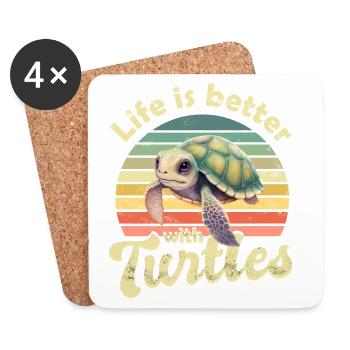 Turtle Sea turtle - Coasters (set of 4) - white - Front
