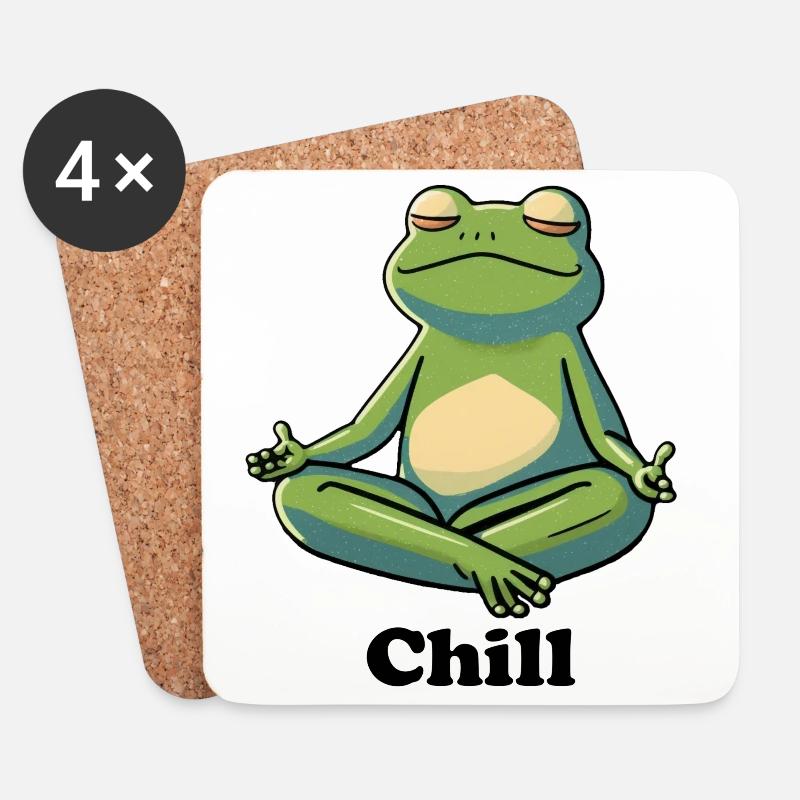 Chilliger Frosch - Untersetzer (4er-Set) - Weiß