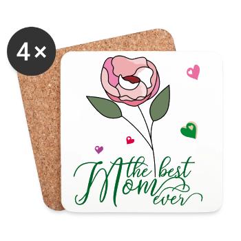 Fête des mères, Rose - Dessous de verre (lot de 4) - blanc - Devant
