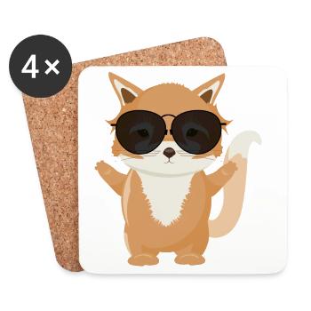 Enchanteur petit renard avec des lunettes de soleil fraîches - Dessous de verre (lot de 4) - blanc - Devant
