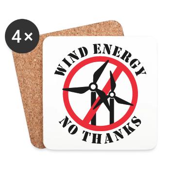 Énergie éolienne Non merci - Dessous de verre (lot de 4) - blanc - Devant