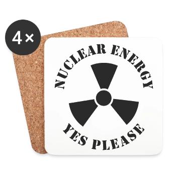 Kernenergie, Ja bitte, Atomkraft - Untersetzer (4er-Set) - Weiß - Vorne