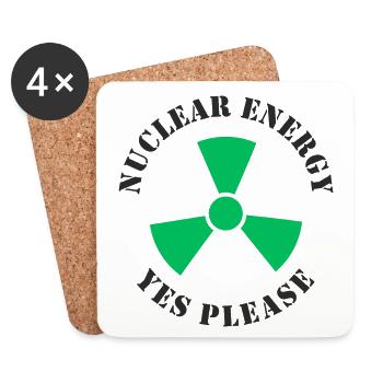 Kernenergie, Ja bitte, Atomkraft - Untersetzer (4er-Set) - Weiß - Vorne