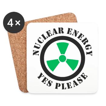 Kernenergie, Ja bitte, Atomkraft - Untersetzer (4er-Set) - Weiß - Vorne