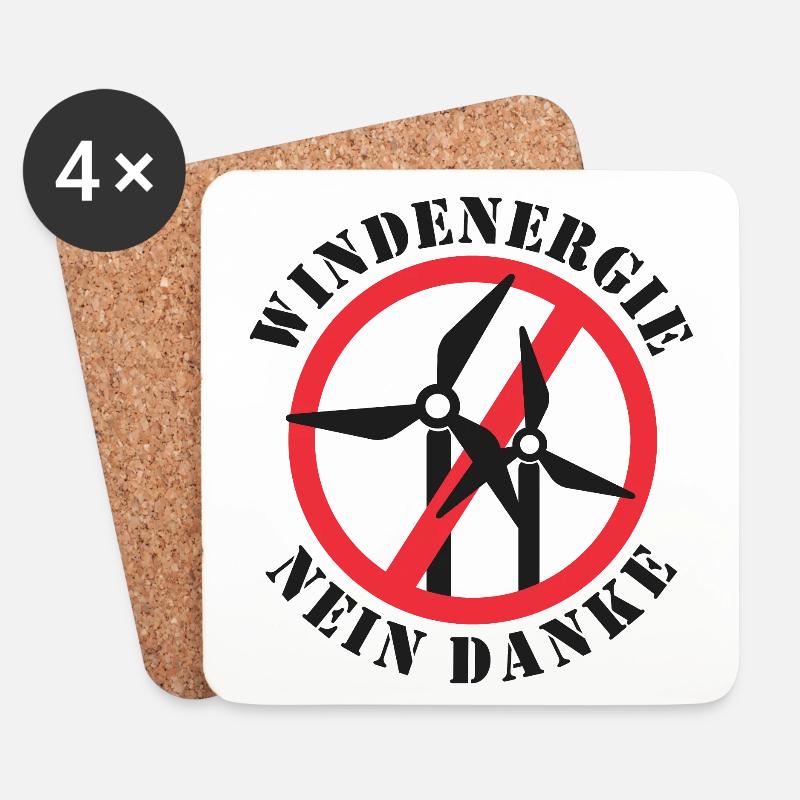 Windenergie Nein Danke - Untersetzer (4er-Set) - Weiß