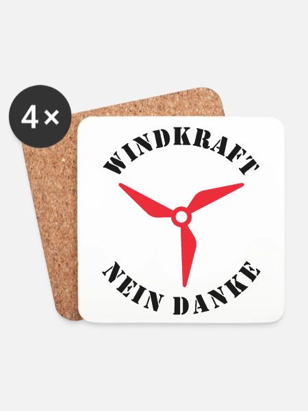 Windkraft Nein Danke - Untersetzer (4er-Set) - Weiß