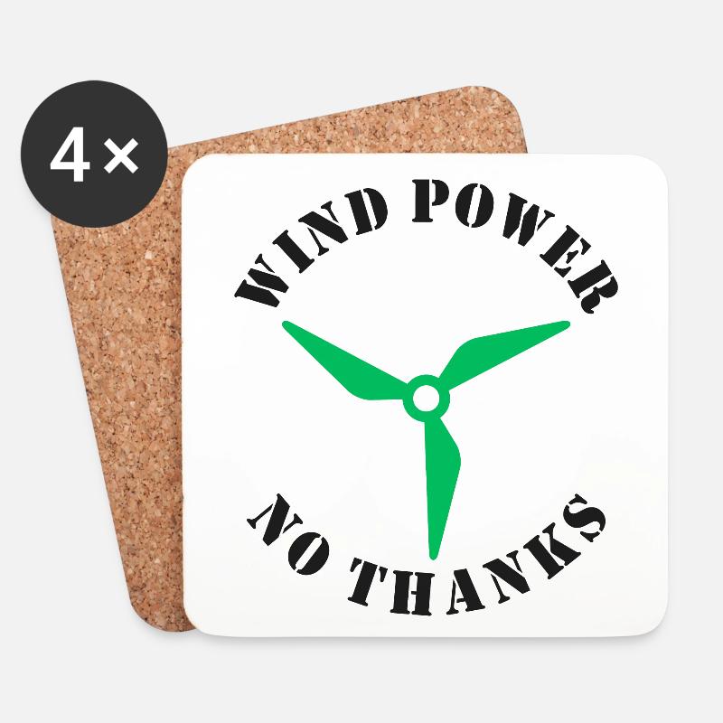 Wind Power No Thanks - Coasters (set of 4) - white