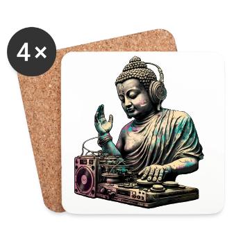 Bouddha DJ - Dessous de verre (lot de 4) - blanc - Devant