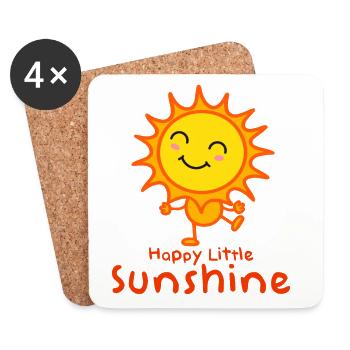 Fröhlicher Sonnenstrahl Kinderdesign - Untersetzer (4er-Set) - Weiß - Vorne